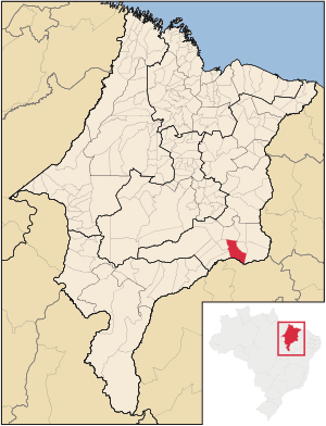 Mapa com a localização do município. 